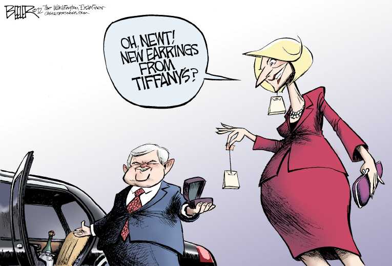 Political/Editorial Cartoon by Nate Beeler, Washington Examiner on Gingrich Wins South Carolina