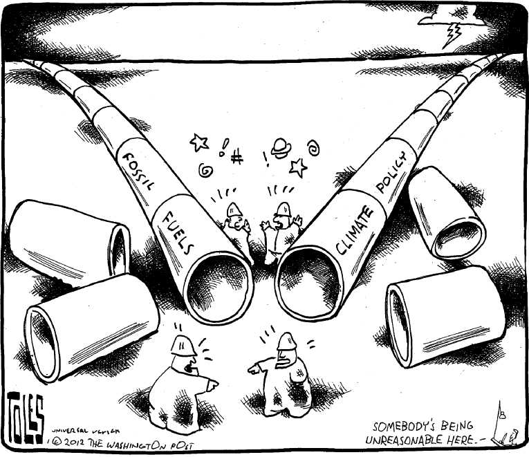 Political/Editorial Cartoon by Tom Toles, Washington Post on President Delays Pipeline Decision