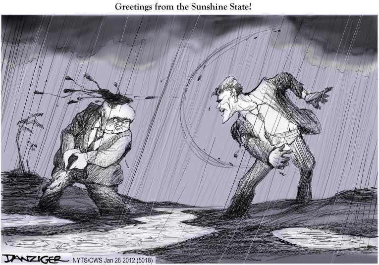 Political/Editorial Cartoon by Jeff Danziger, CWS/CartoonArts Intl. on Romney Wins Florida