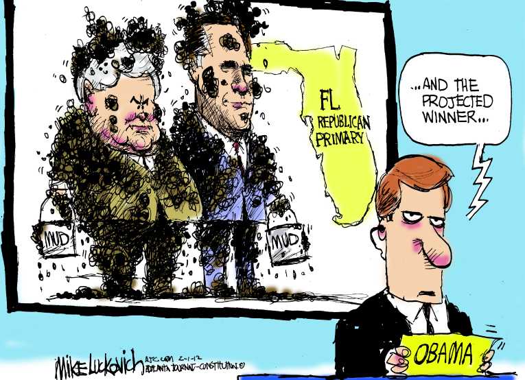 Political/Editorial Cartoon by Mike Luckovich, Atlanta Journal-Constitution on Romney Wins Florida