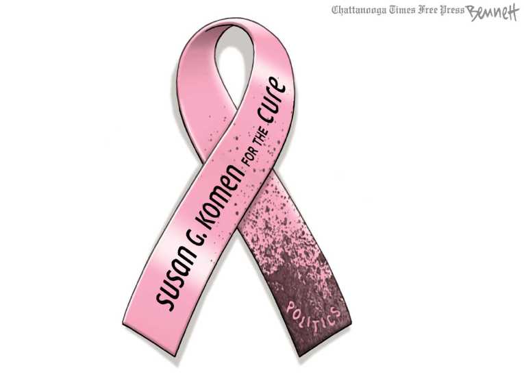 Political/Editorial Cartoon by Clay Bennett, Chattanooga Times Free Press on Komen Foundation Blows It