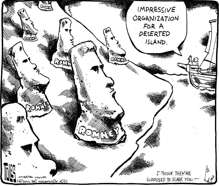 Political/Editorial Cartoon by Tom Toles, Washington Post on Romney Hits His Stride