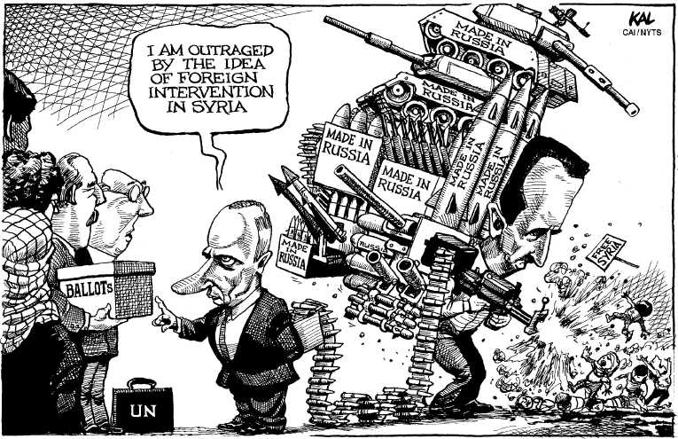 Political/Editorial Cartoon by KAL (Kevin Kallaugher), The Economist, London on Hundreds Dead in Syria