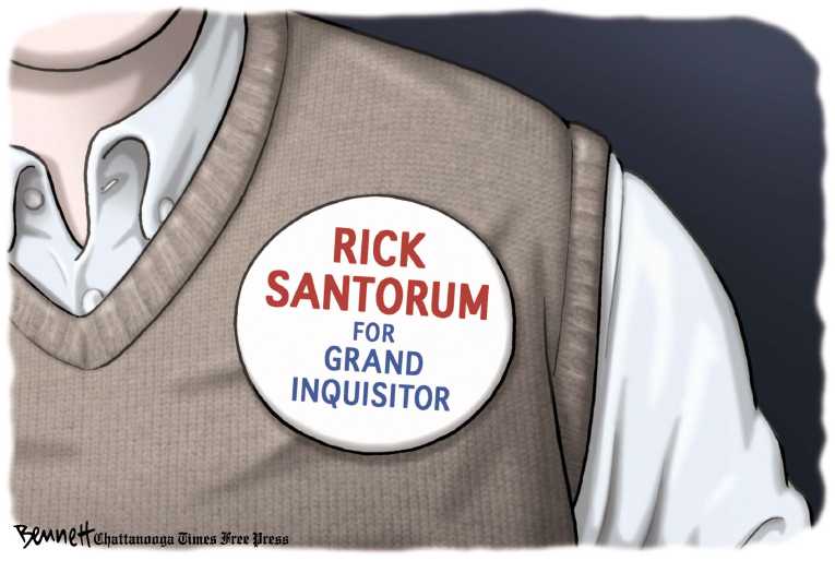Political/Editorial Cartoon by Clay Bennett, Chattanooga Times Free Press on Santorum’s Message Resonates