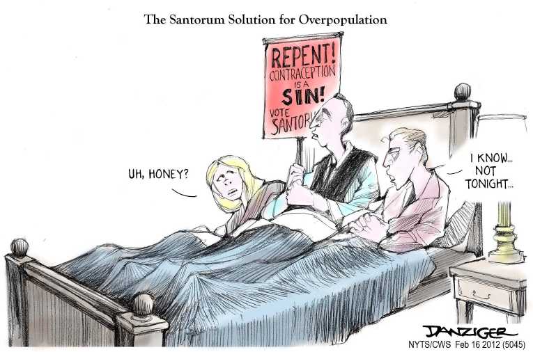 Political/Editorial Cartoon by Jeff Danziger, CWS/CartoonArts Intl. on Santorum’s Message Resonates