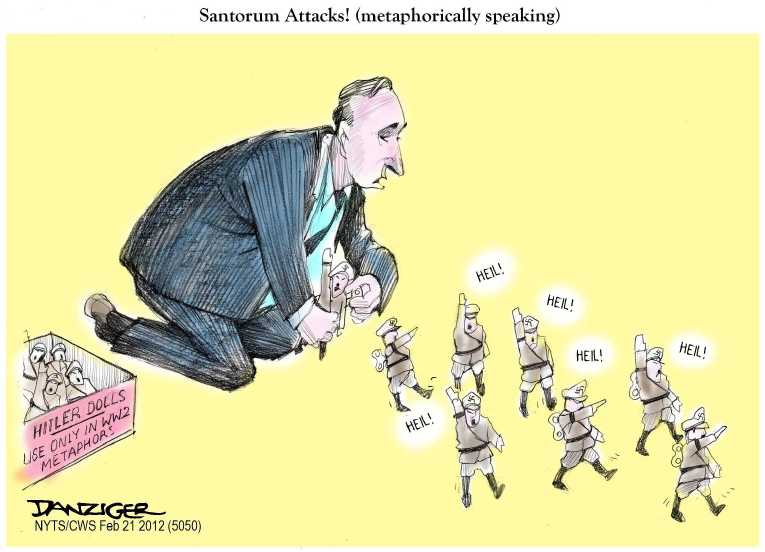 Political/Editorial Cartoon by Jeff Danziger, CWS/CartoonArts Intl. on Santorum’s Message Resonates
