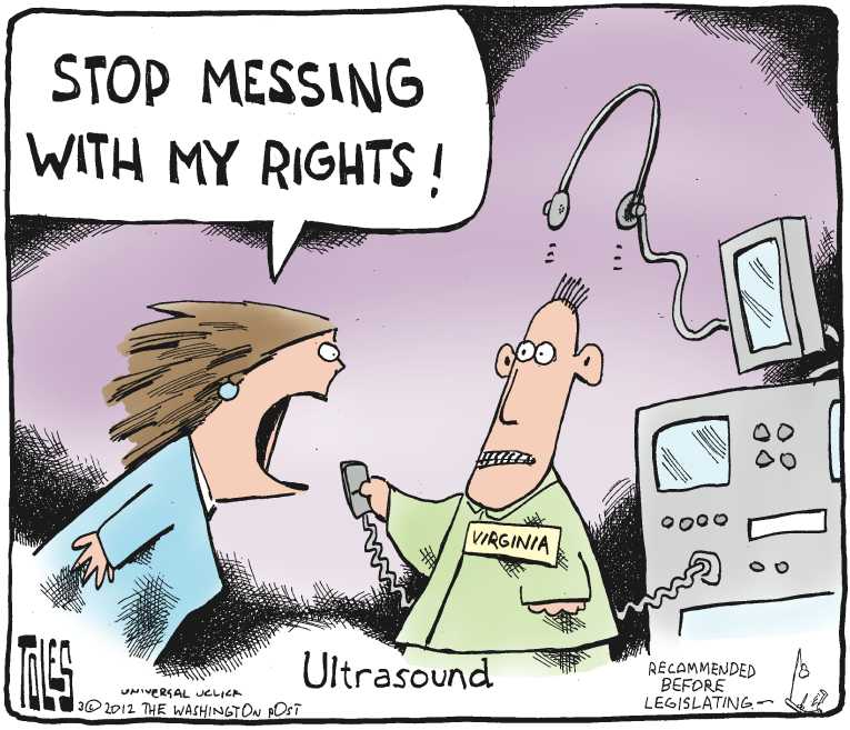 Political/Editorial Cartoon by Tom Toles, Washington Post on Reproductive Rights Battle Escalates
