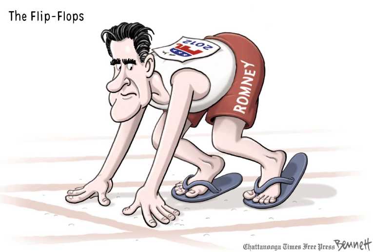 Political/Editorial Cartoon by Clay Bennett, Chattanooga Times Free Press on Romney Claims Victory