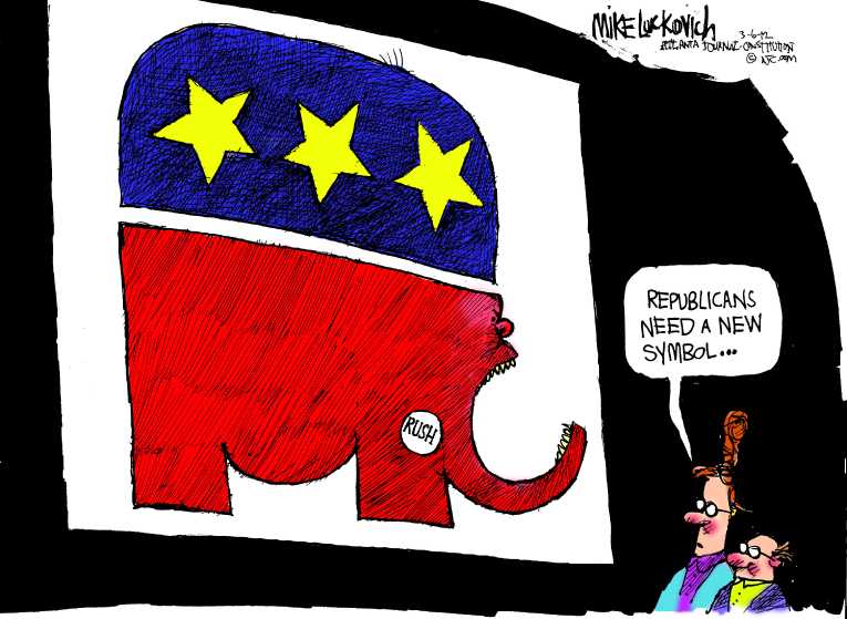 Political/Editorial Cartoon by Mike Luckovich, Atlanta Journal-Constitution on Party Leader Going For Broke