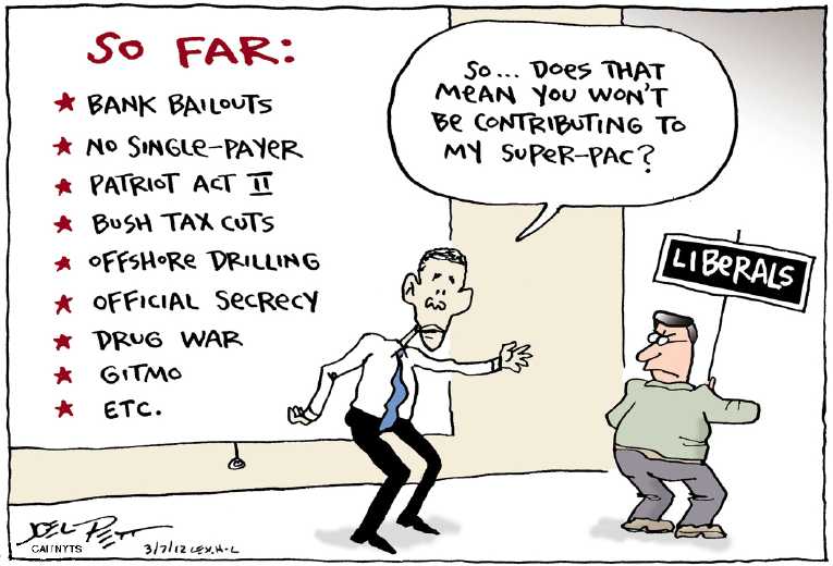 Political/Editorial Cartoon by Joel Pett, Lexington Herald-Leader, CWS/CartoonArts Intl. on Obama Reaching Out