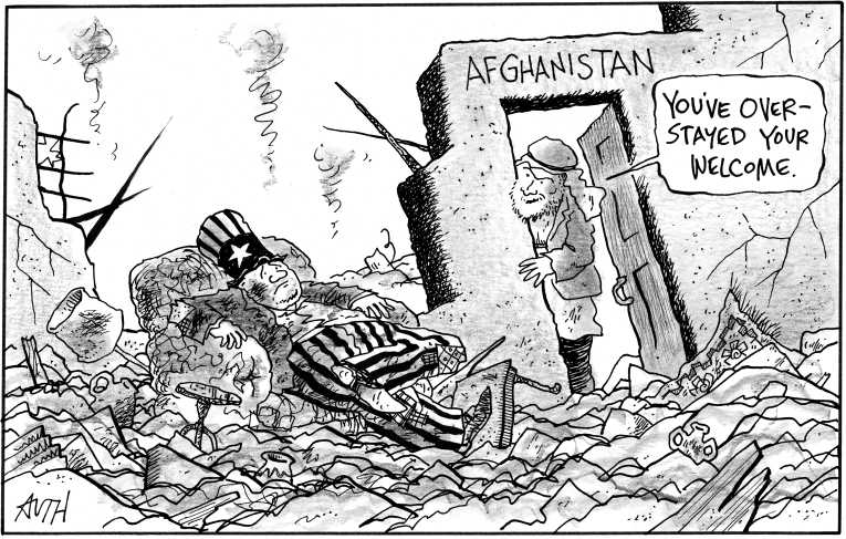 Political/Editorial Cartoon by Tony Auth, Philadelphia Inquirer on US Soldier Massacres 16 Civilians