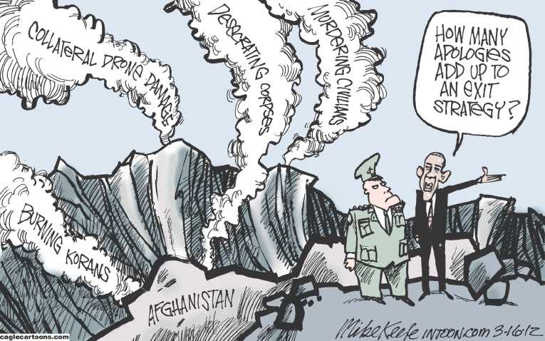 Political/Editorial Cartoon by Mike Keefe, Denver Post on US to Stay the Course in Afghanistan
