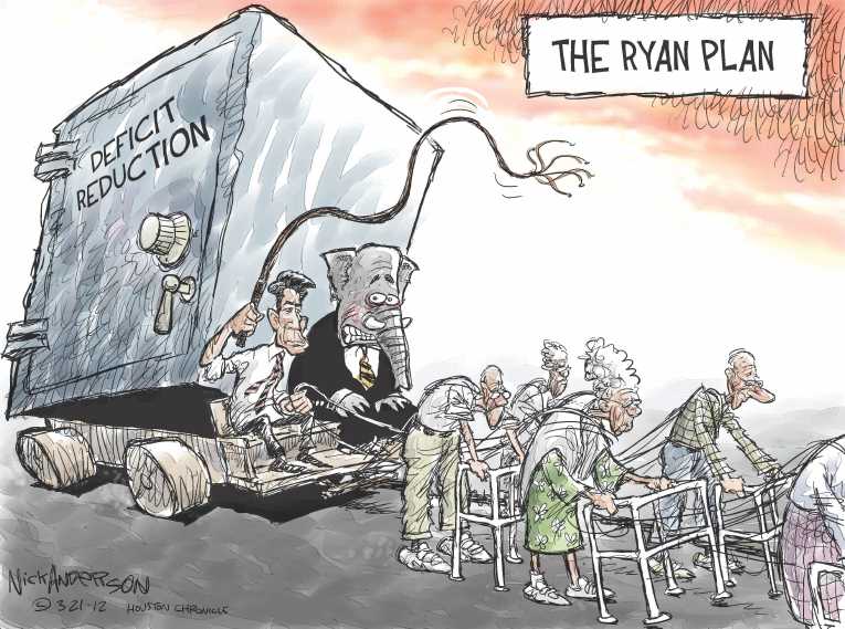 Political/Editorial Cartoon by Nick Anderson, Houston Chronicle on GOP Proposes Cuts