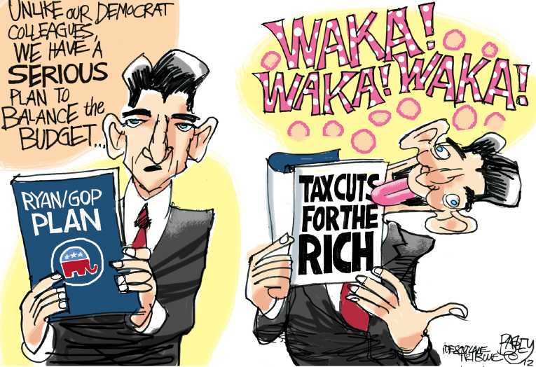 Political/Editorial Cartoon by Pat Bagley, Salt Lake Tribune on GOP Proposes Cuts