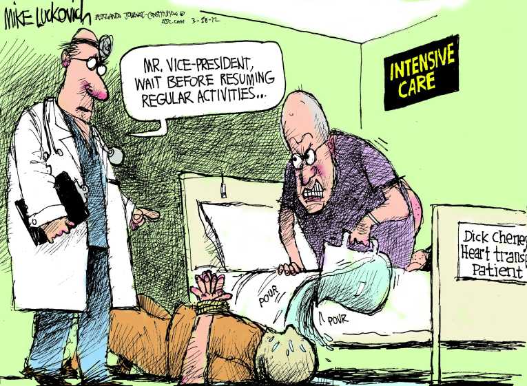 Political/Editorial Cartoon by Mike Luckovich, Atlanta Journal-Constitution on Cheney Receives a Heart