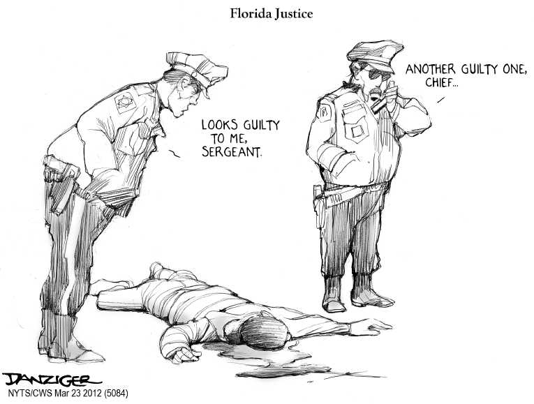 Political/Editorial Cartoon by Jeff Danziger, CWS/CartoonArts Intl. on Zimmerman Remains Free