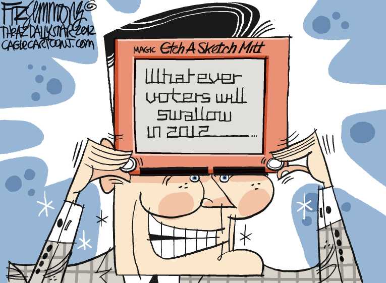 Political/Editorial Cartoon by David Fitzsimmons, Arizona Daily Star, Tucson AZ on Romney Shaking Things Up