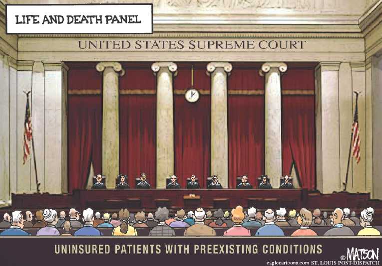 Political/Editorial Cartoon by RJ Matson, Cagle Cartoons on Supreme Court to Rule on Health Law