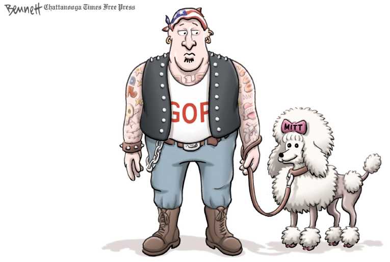 Political/Editorial Cartoon by Clay Bennett, Chattanooga Times Free Press on Romney Wins Three Primaries