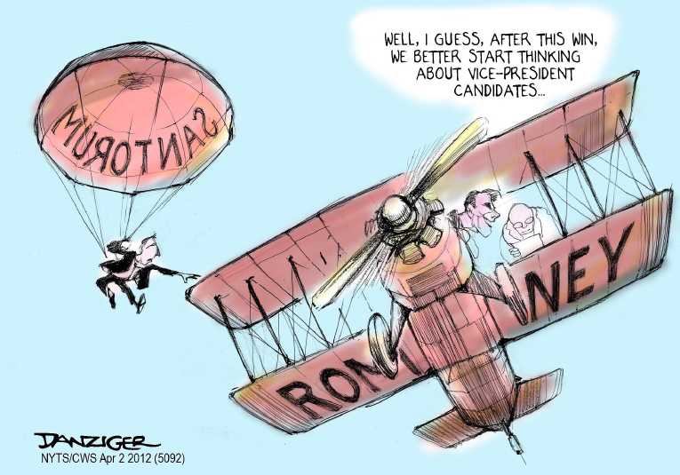 Political/Editorial Cartoon by Jeff Danziger, CWS/CartoonArts Intl. on Romney Wins Three Primaries
