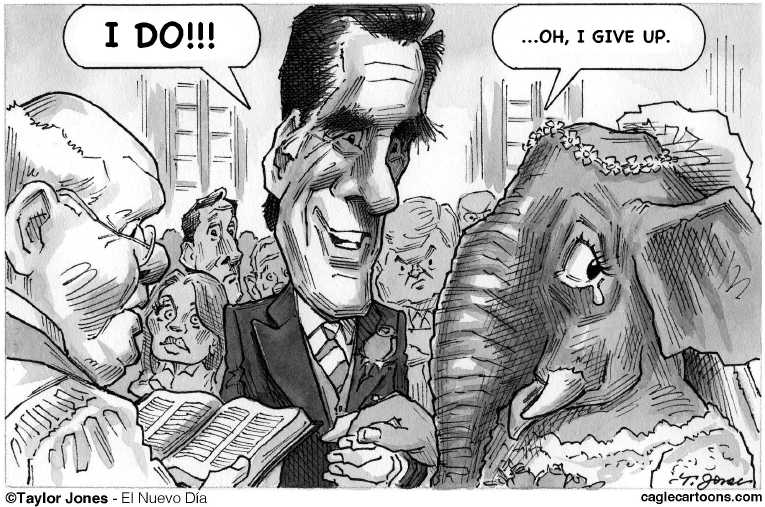 Political/Editorial Cartoon by Taylor Jones, Tribune Media Services on Romney Wins Three Primaries