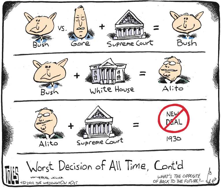 Political/Editorial Cartoon by Tom Toles, Washington Post on Supreme Court Partying Down