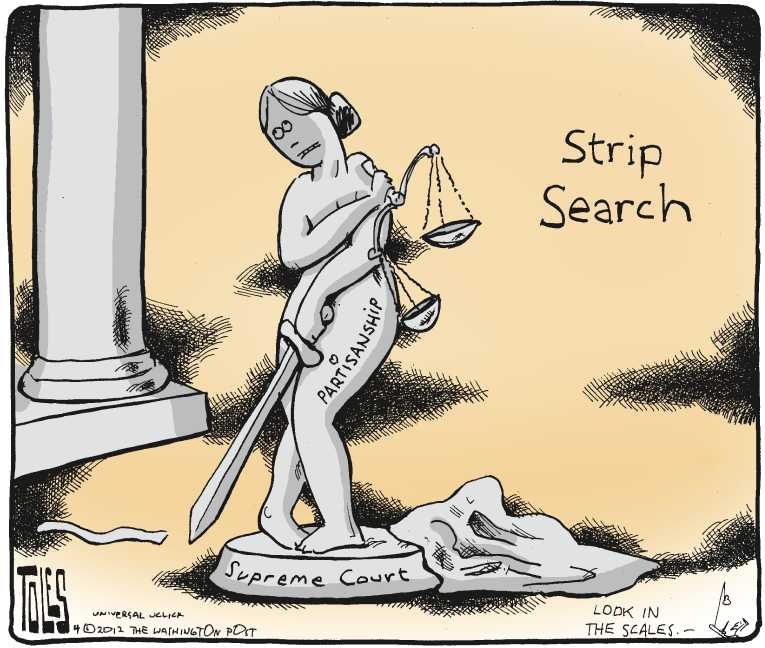 Political/Editorial Cartoon by Tom Toles, Washington Post on Supreme Court Strips Rights
