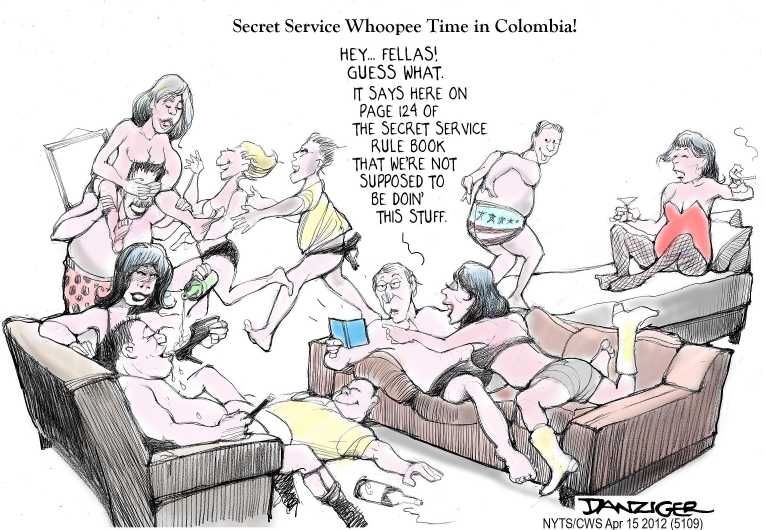 Political/Editorial Cartoon by Jeff Danziger, CWS/CartoonArts Intl. on Sex Scandal Rocks Secret Service