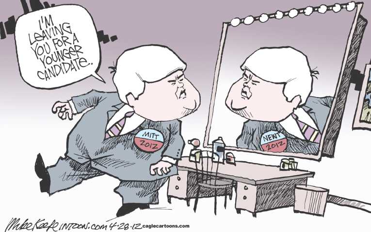 Political/Editorial Cartoon by Mike Keefe, Denver Post on Gingrich To Drop Out