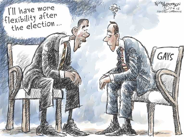 Political/Editorial Cartoon by Nick Anderson, Houston Chronicle on Gay Marriage Issue Erupts