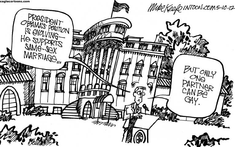 Political/Editorial Cartoon by Mike Keefe, Denver Post on Gay Marriage Issue Erupts