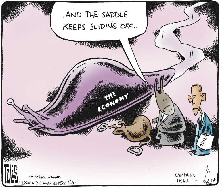 Political/Editorial Cartoon by Tom Toles, Washington Post on Obama Launches Re-election Campaign