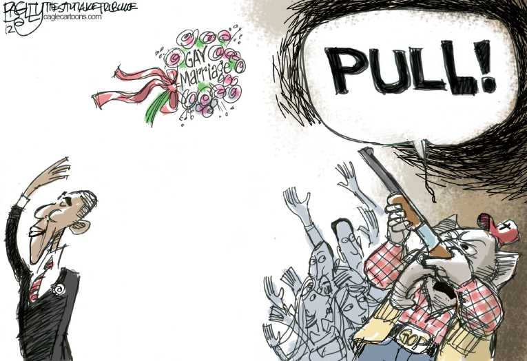 Political/Editorial Cartoon by Pat Bagley, Salt Lake Tribune on Gay Marriage Debate Continues