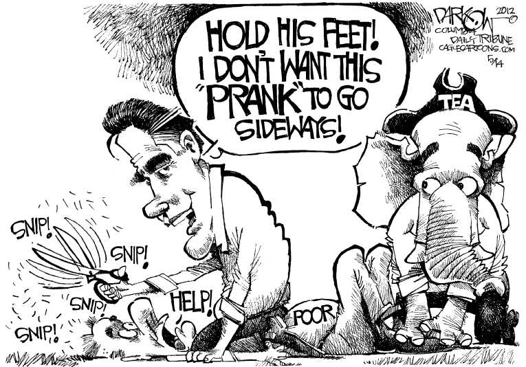 Political/Editorial Cartoon by John Darkow, Columbia Daily Tribune, Missouri on Romney Dismisses School “Prank”