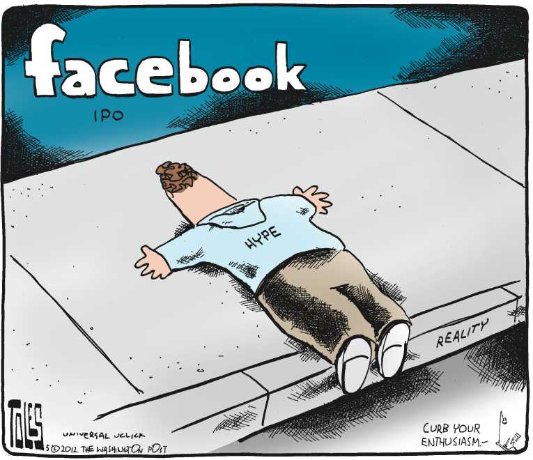 Political/Editorial Cartoon by Tom Toles, Washington Post on Facebook Goes Public