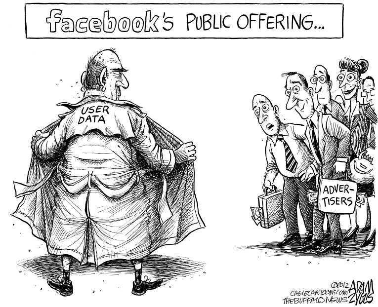 Political/Editorial Cartoon by Adam Zyglis, The Buffalo News on Facebook Goes Public