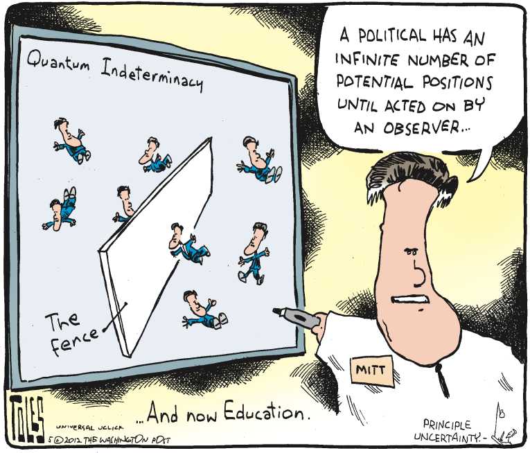 Political/Editorial Cartoon by Tom Toles, Washington Post on Romney Sharpens Attack