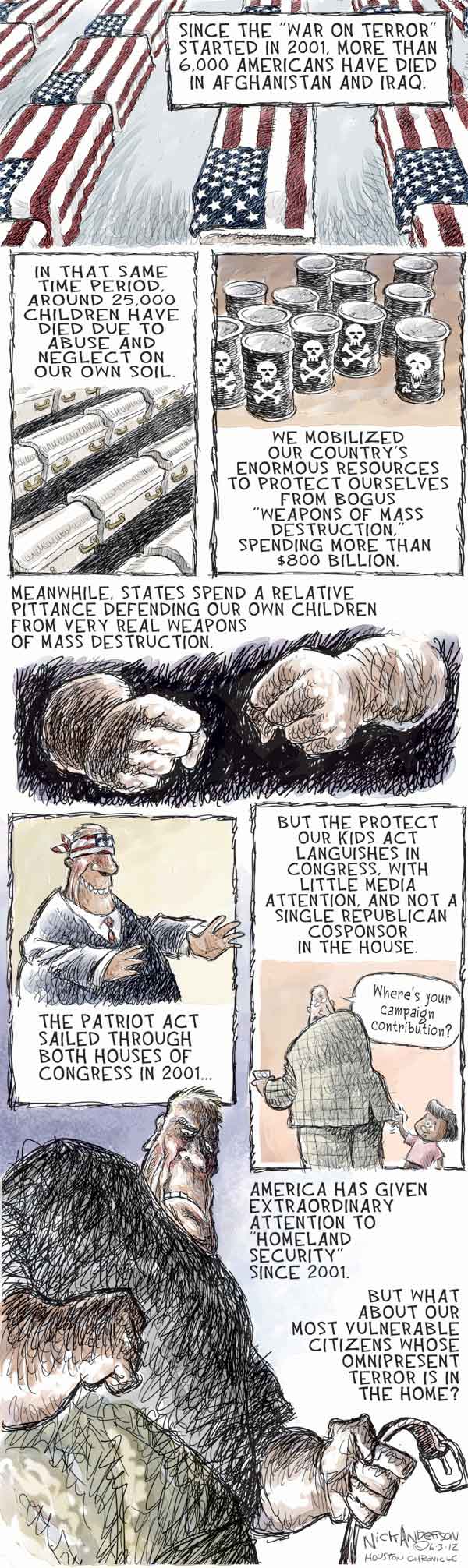 Political/Editorial Cartoon by Nick Anderson, Houston Chronicle on Obama Employing New War Tactics