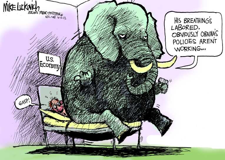 Political/Editorial Cartoon by Mike Luckovich, Atlanta Journal-Constitution on Republican Economic Plan Working