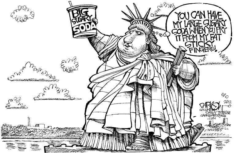 Political/Editorial Cartoon by John Darkow, Columbia Daily Tribune, Missouri on Drink Size Law Angers Republicans