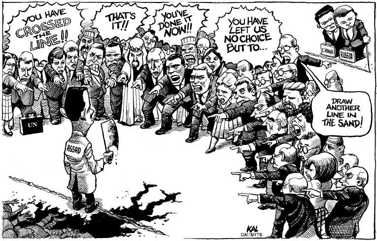 Political/Editorial Cartoon by KAL (Kevin Kallaugher), The Economist, London on Standoff Continuing in Syria