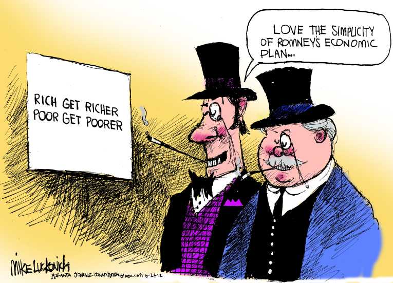 Political/Editorial Cartoon by Mike Luckovich, Atlanta Journal-Constitution on GOP Hammers Obama on Economy