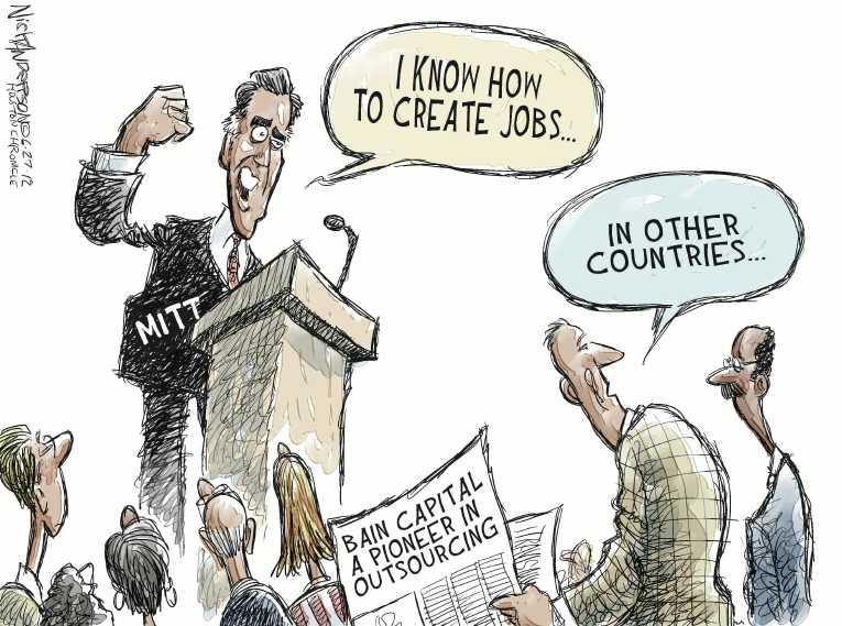 Political/Editorial Cartoon by Nick Anderson, Houston Chronicle on GOP Hammers Obama on Economy