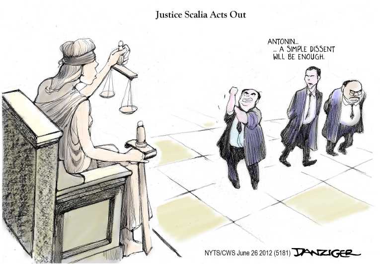 Political/Editorial Cartoon by Jeff Danziger, CWS/CartoonArts Intl. on Supreme Court Guts Arizona Law