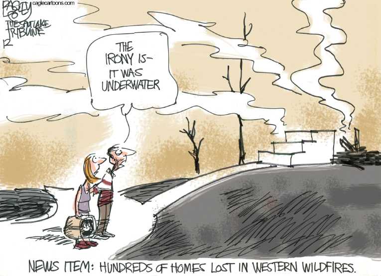 Political/Editorial Cartoon by Pat Bagley, Salt Lake Tribune on Record Heat Ravages Nation