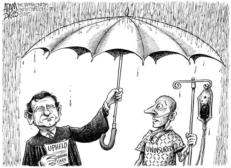 Political/Editorial Cartoon by Adam Zyglis, The Buffalo News on ObamaCare Upheld!