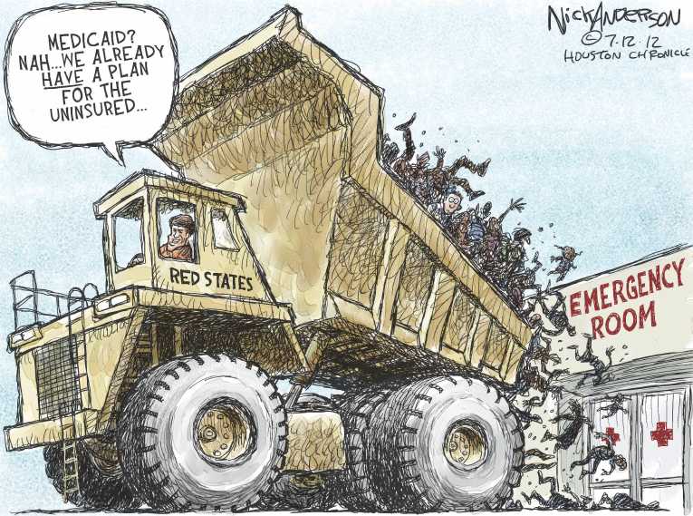 Political/Editorial Cartoon by Nick Anderson, Houston Chronicle on GOP Warns of Death Panels
