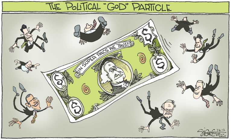 Political/Editorial Cartoon by Signe Wilkinson, Philadelphia Daily News on Key to Universe Discovered