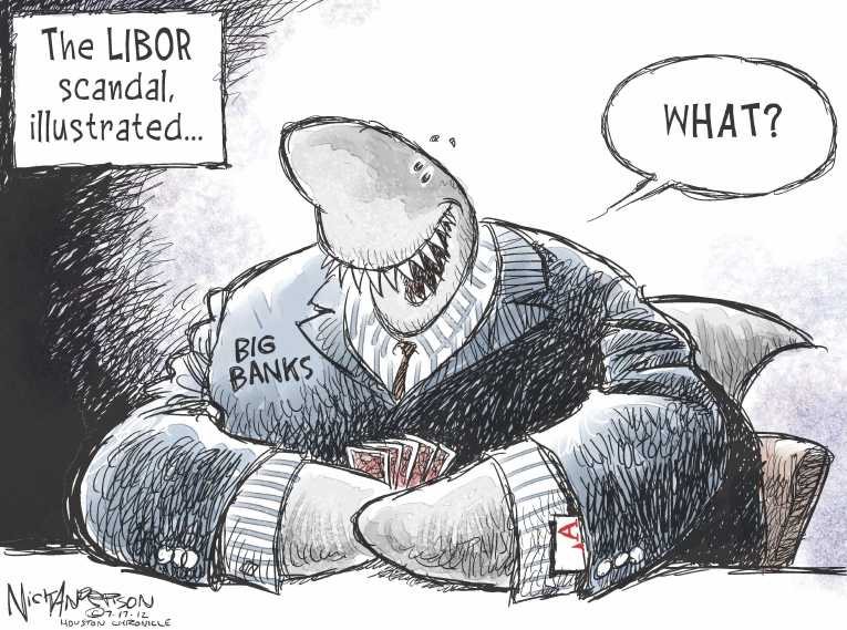 Political/Editorial Cartoon by Nick Anderson, Houston Chronicle on Economy Worsens