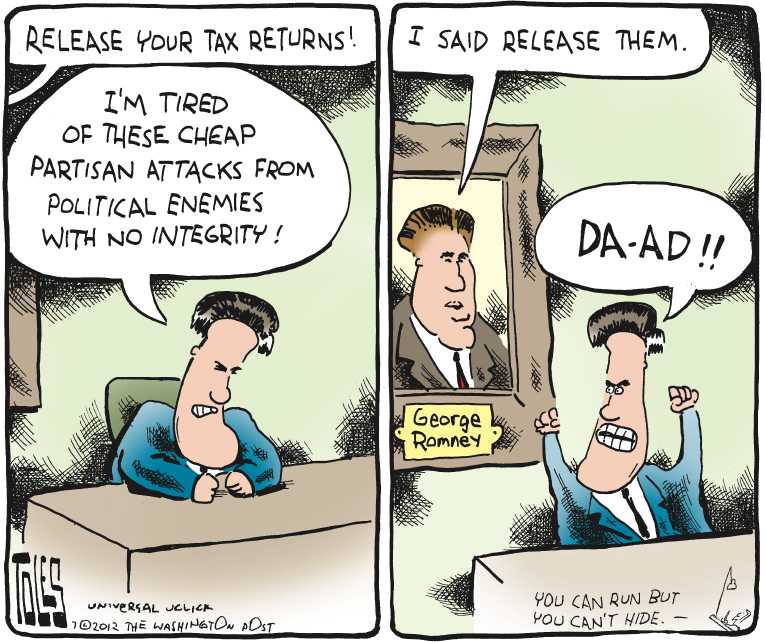 Political/Editorial Cartoon by Tom Toles, Washington Post on Romney Feeling The Heat
